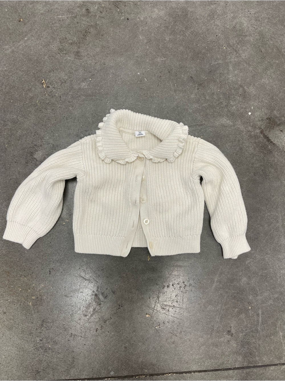 GAP Cream Ruffle Collar Knit Cardigan - Kids